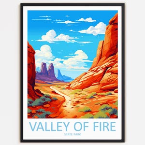 Valley Of Fire Travel Print Wall Decor Wall Art Valley Of Fire Muur Opknoping Woondecoratie Staatspark Cadeau Kunst Reizen Liefhebbers Woondecoratie