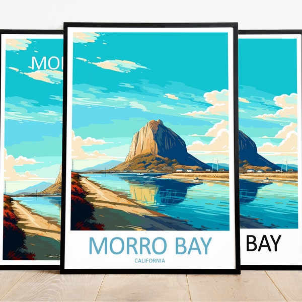 Morro Bay Travel Print Art Morro Bay Poster California Wall Art Decor Morro Bay Gift Morro Bay Artwork Morro Bay Art California Decor