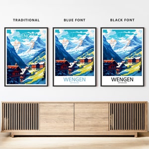 Wengen Reisedruck Kunst Wengen Poster Schweiz WandKunst Dekor Wengen Geschenk Wengen Kunstwerk Wengen Kunst Schweiz Dekor Bild 2