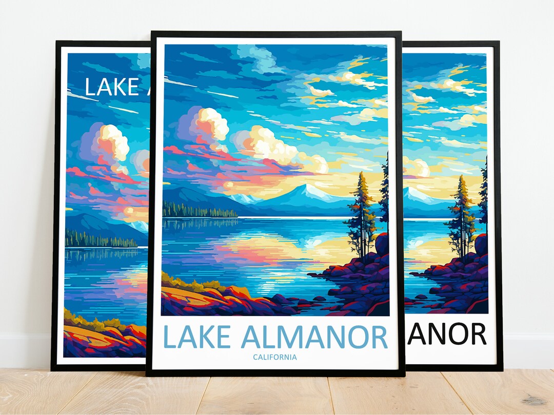 Lake Almanor Travel Poster Lake Almanor Print California Art Print Lake