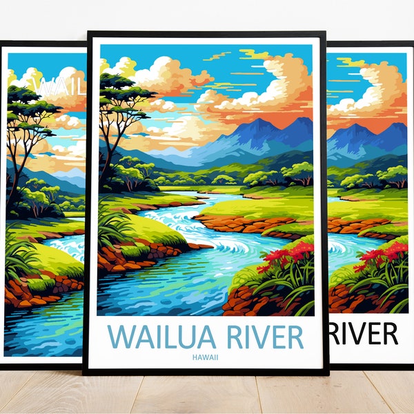 Wailua River Travel Print Art Wailua River Poster Hawaii Wall Art Decor Wailua River Gift Wailua River Artwork Wailua River Art Hawaii Decor
