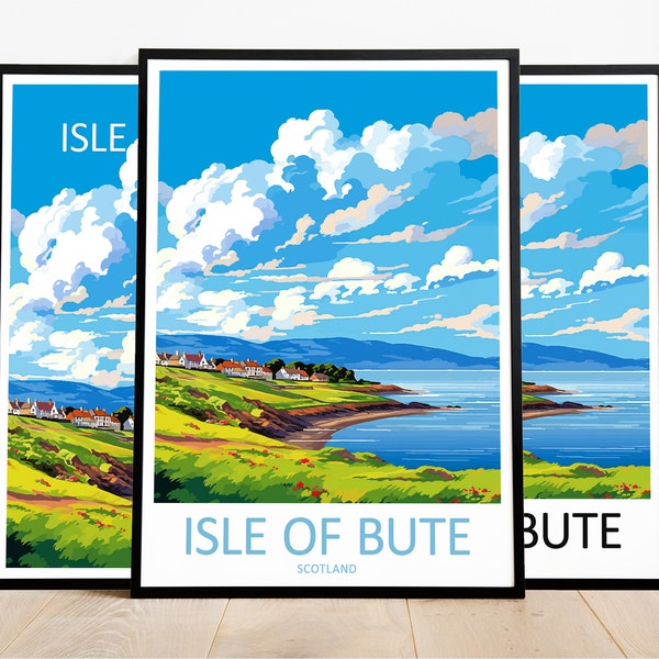 Isle Of Bute Travel Print Isle Of Bute Art Poster Scotland Art Print Isle Of Bute Gift Isle Of Bute Wall Art Isle Of Bute Artwork