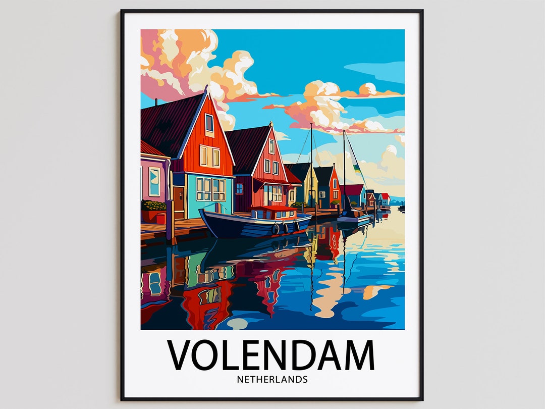 Volendam Travel Poster Volendam Print Netherlands Art Print Etsy