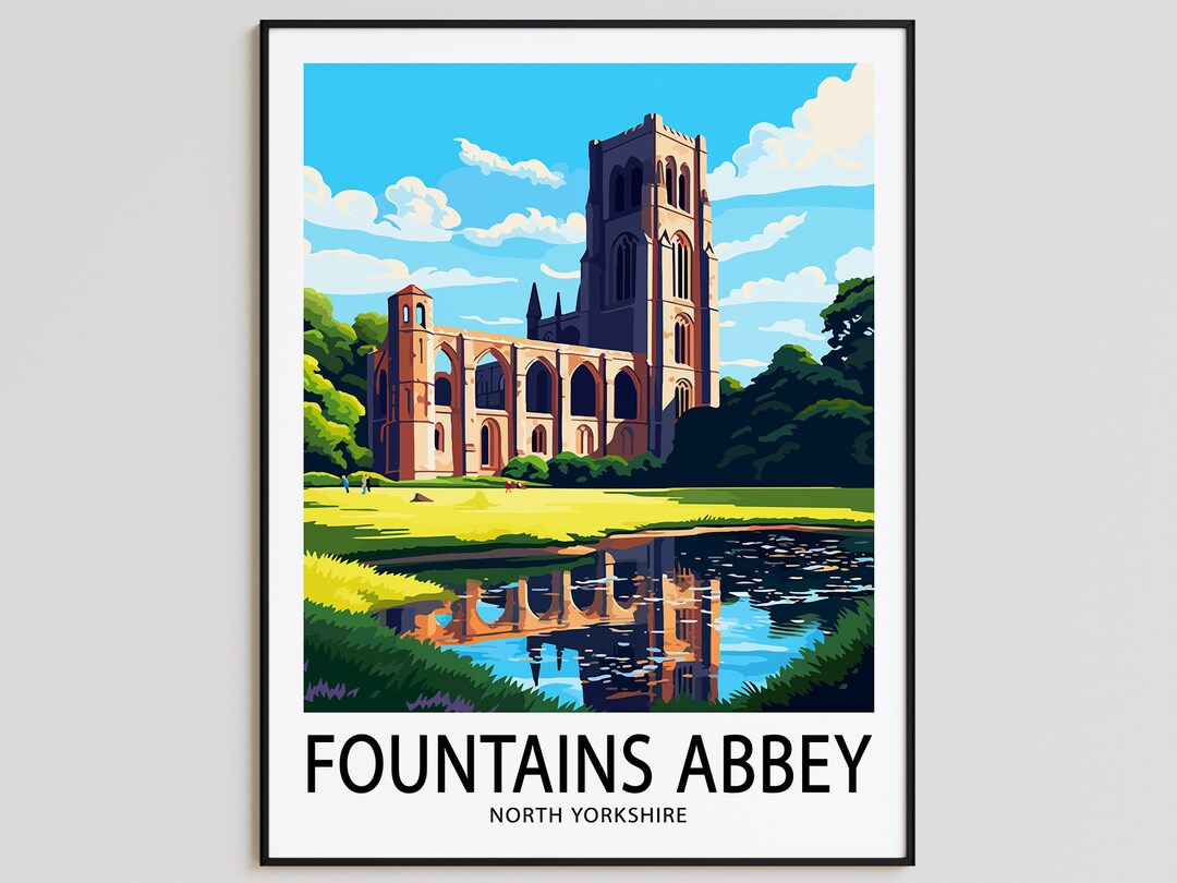 Fountains Abbey Travel Poster Fountains Abbey Print North Etsy