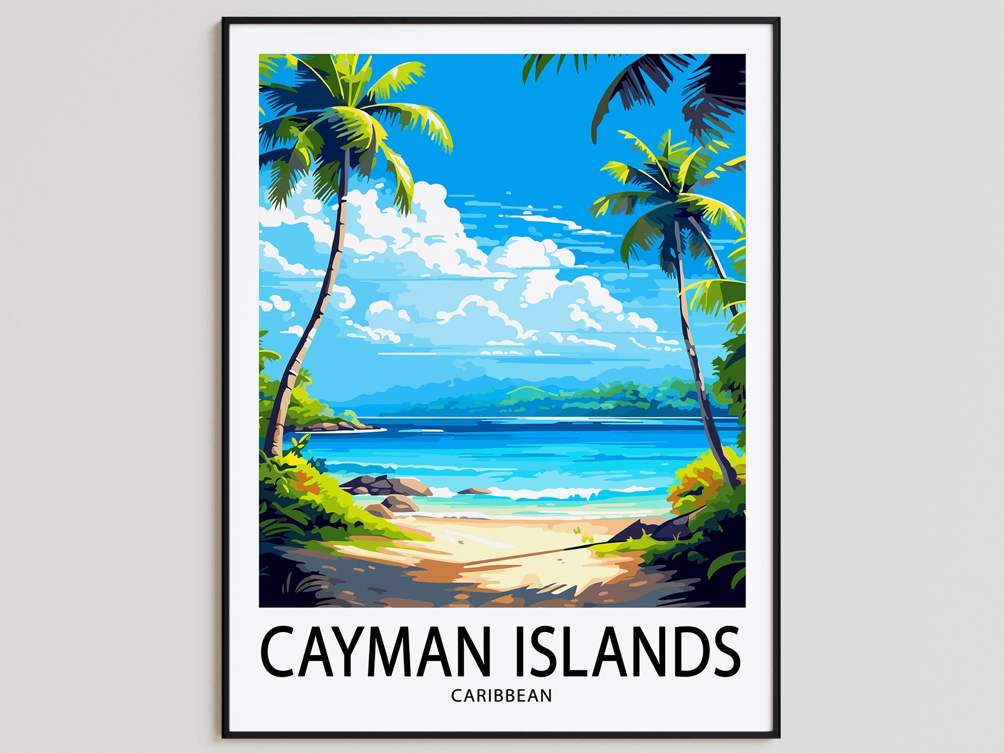 Cayman Islands Illustrated T - Canvas Art