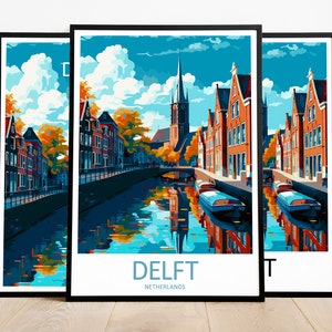 Delft Travel Print Art Delft Poster Netherlands Wall Art Decor Delft Gift Delft Artwork Delft Art Netherlands Decor