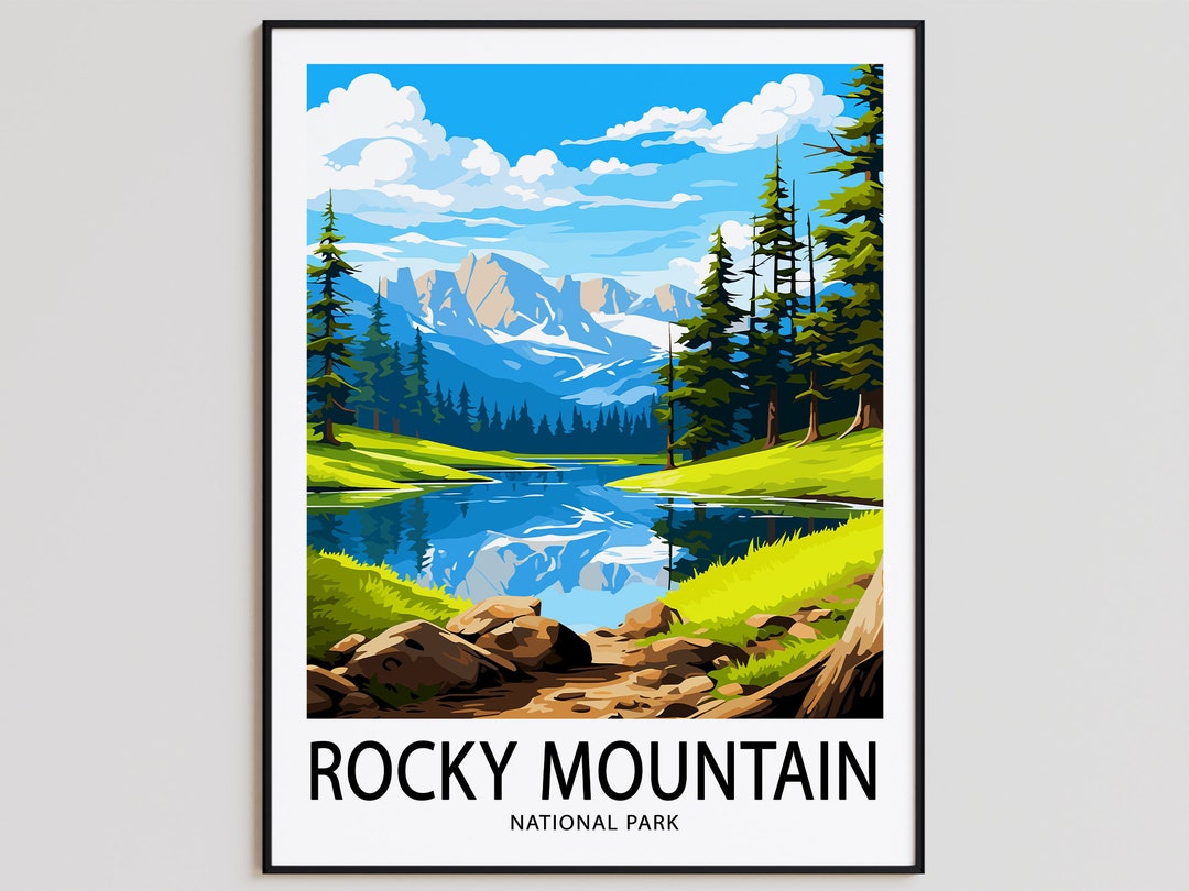 Rocky Mountain Travel Poster Rocky Mountain Print National Park Art