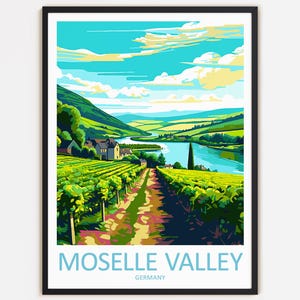 Moezelvallei reizen print muur decor kunst aan de muur Moezelvallei muur hangend Home decor Duitsland cadeau kunst reizen liefhebbers woondecoratie