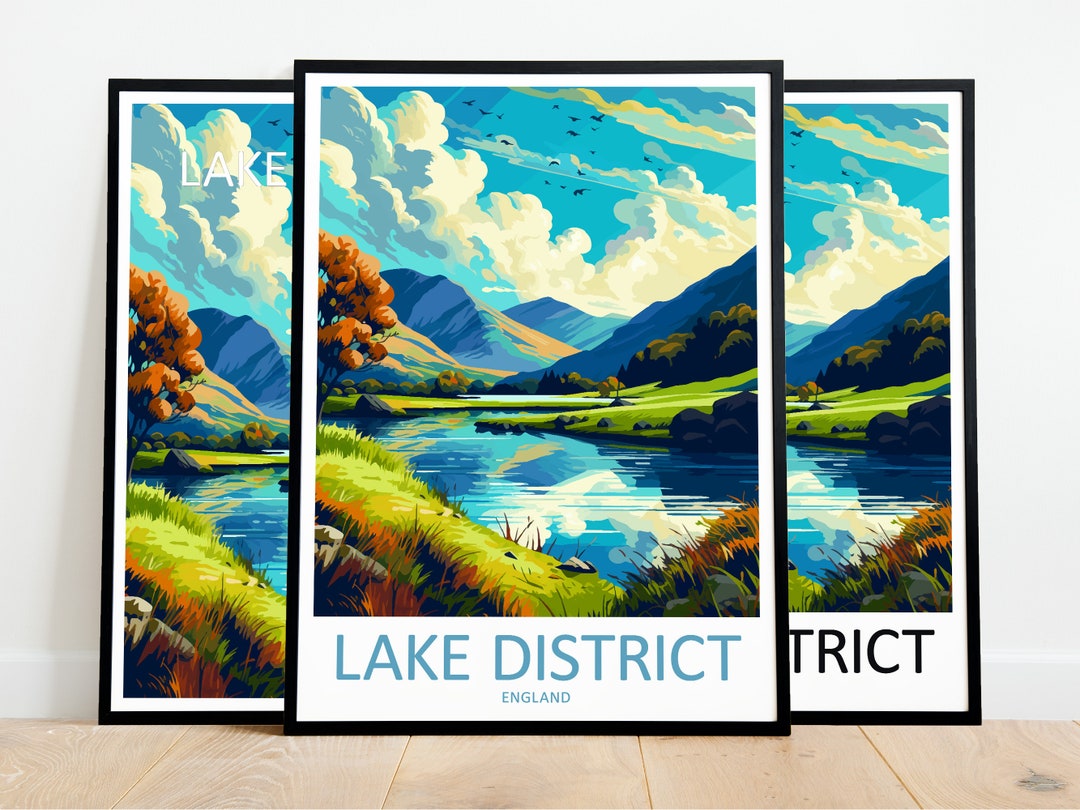 Lake District Travel Poster Lake District Print England Art Print Lake
