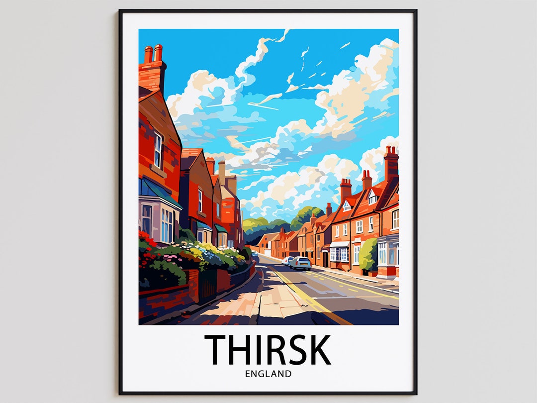 Thirsk Travel Poster Thirsk Print England Art Print Thirsk Etsy