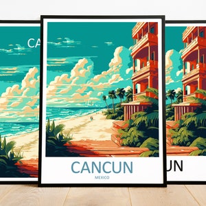 Cancun Travel Print Art Cancun Poster Mexico Wall Art Decor Cancun Gift Cancun Artwork Cancun Art Mexico Decor