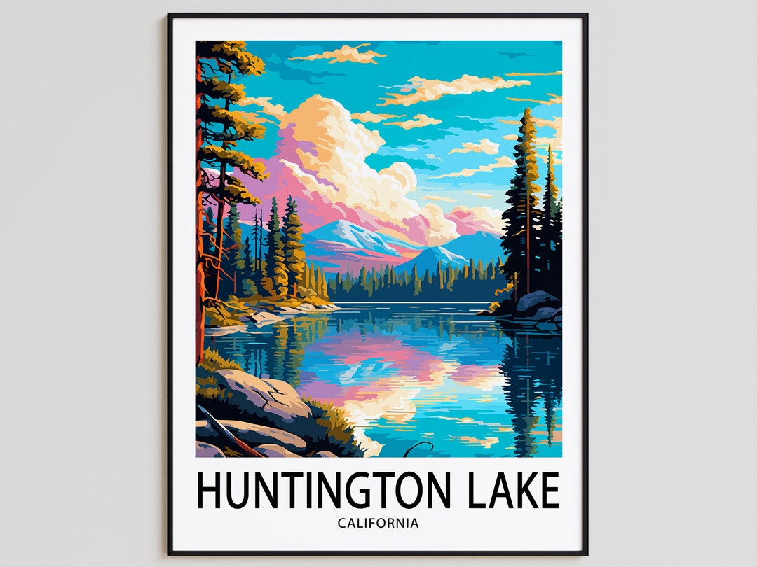 Huntington Lake Travel Poster Huntington Lake Print California Etsy