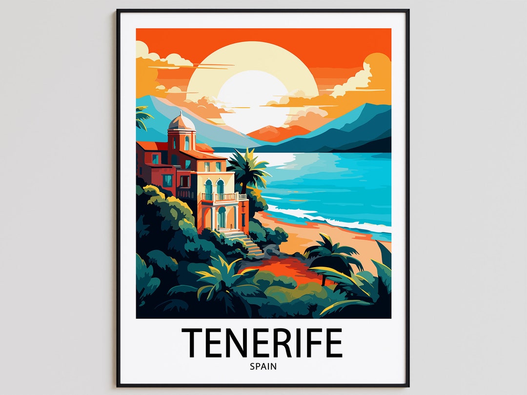 Tenerife Travel Poster Tenerife Print Spain Art Print Tenerife Etsy