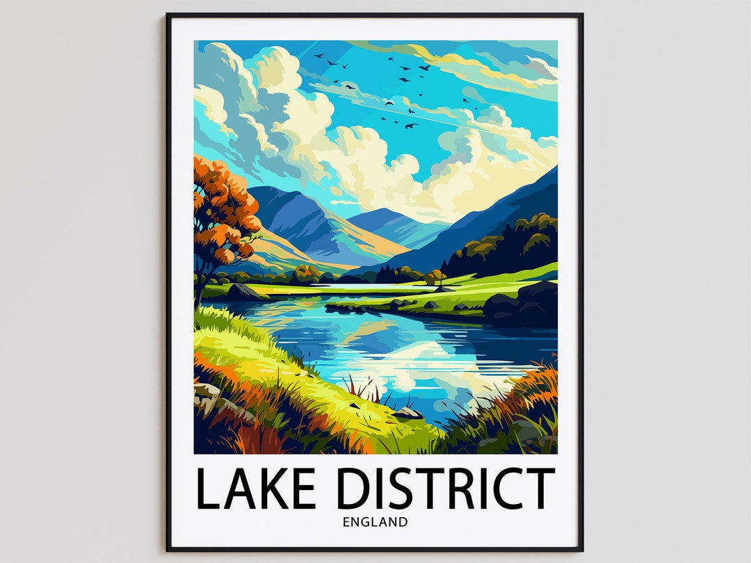 Lake District Travel Poster Lake District Print England Art Print Lake