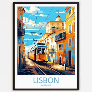 Lissabon reizen print muur decor kunst aan de muur Lissabon muur hangende interieur Lissabon cadeau kunstliefhebbers Portugal kunst woondecoratie