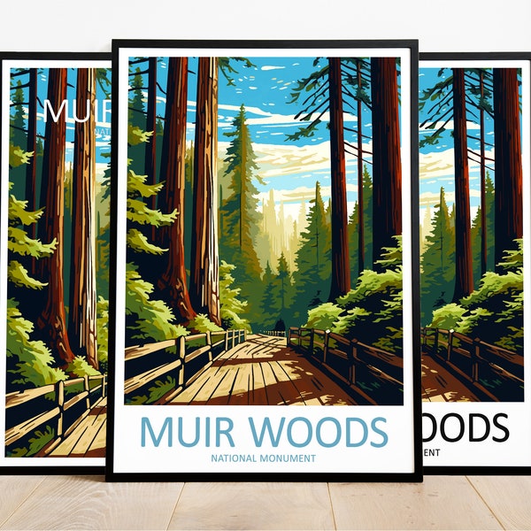 Muir Woods Travel Print Muir Woods Art Poster National Monument Art Print Muir Woods Gift Muir Woods Wall Art Muir Woods Artwork