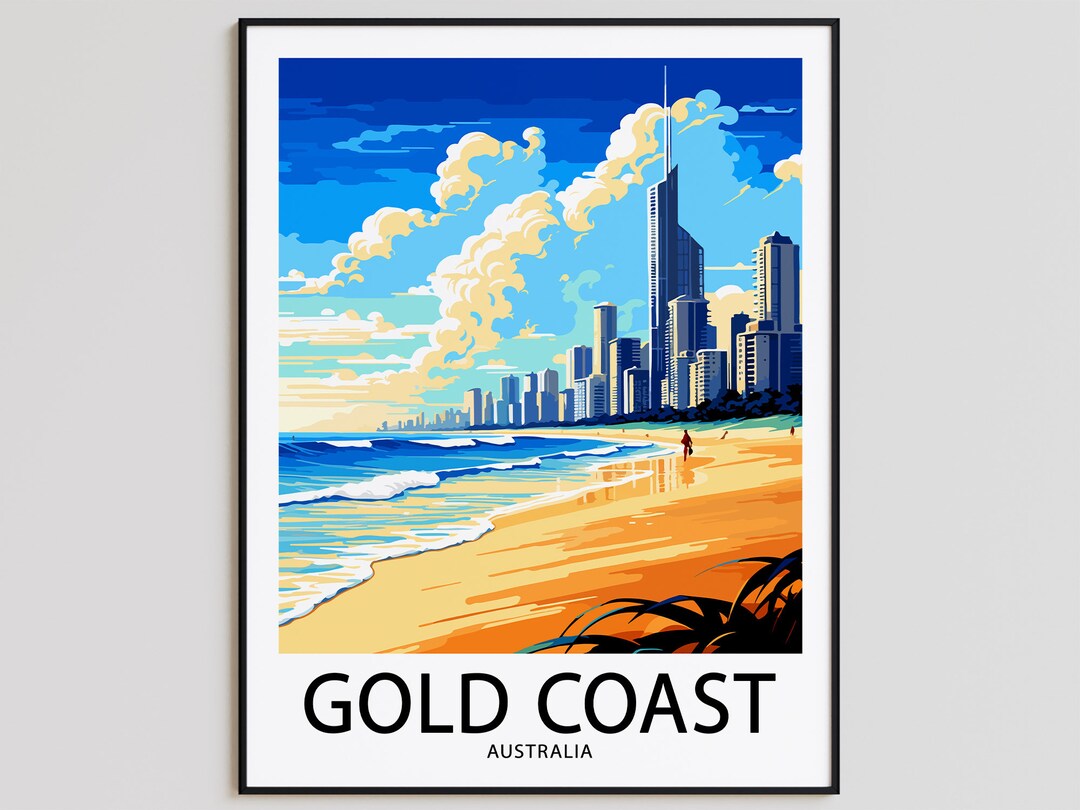 Gold Coast Travel Poster Gold Coast Print Australia Art Print Gold
