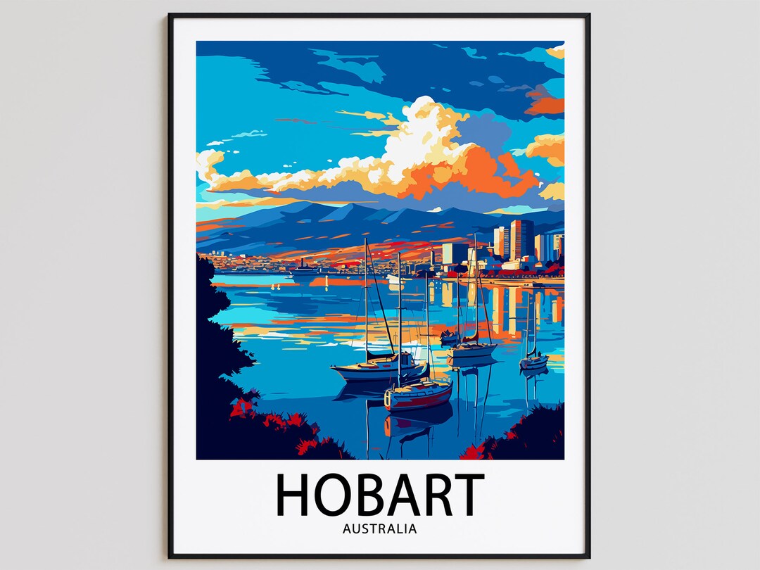 Hobart Travel Poster Hobart Print Australia Art Print Hobart Gift Hobart Wall Art Hobart Artwork