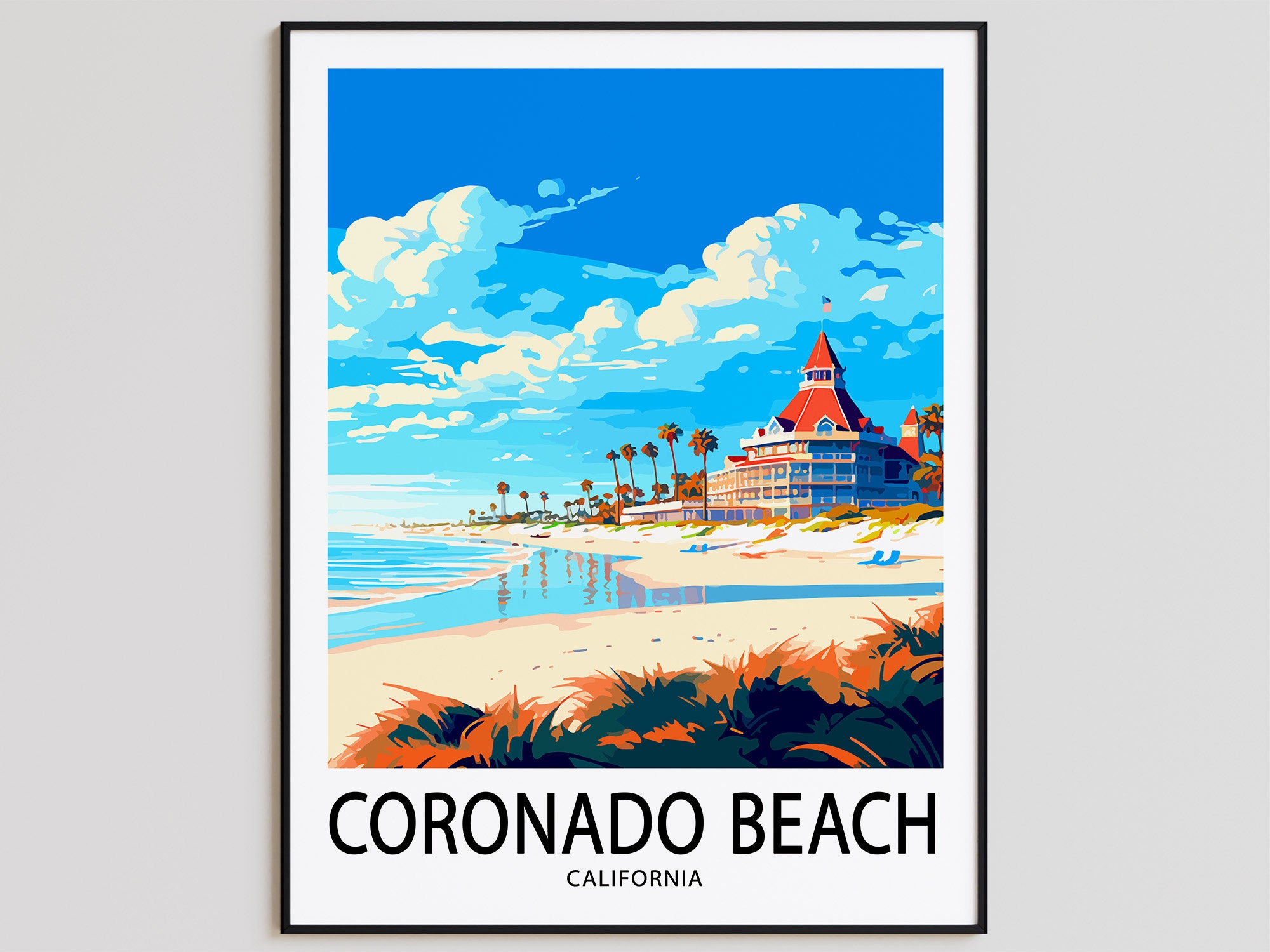 San Diego, California - Coquette on The Beach (16x24 Giclee Gallery Print, Wall Decor Travel Poster), Size: 16 x 24
