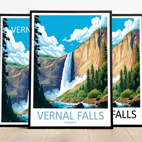 Vernal Falls Travel Print Vernal Falls Art Poster Yosemite Art Print Vernal Falls Gift Vernal Falls Wall Art Vernal Falls Artwork