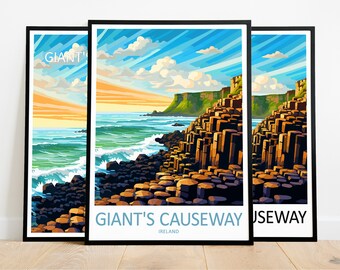 Giant's Causeway Travel Poster Giant's Causeway Print Ireland Art Print Giant's Causeway Gift Giant's Causeway Wall Art