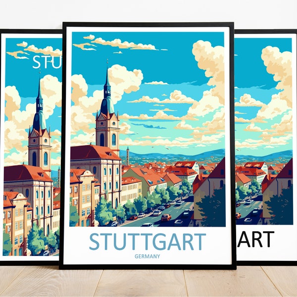 Stuttgart Travel Print Art Stuttgart Poster Germany Wall Art Decor Stuttgart Gift Stuttgart Artwork Stuttgart Art Germany Decor