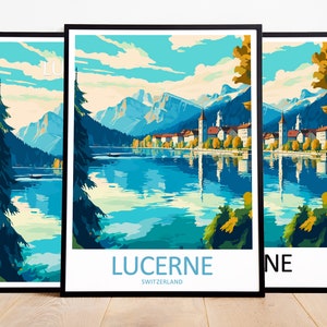 Lucerne Travel Print Art Lucerne Poster Switzerland Wall Art Decor Lucerne Gift Lucerne Artwork Lucerne Art Switzerland Decor