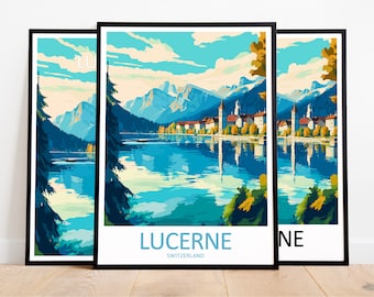 Luzern Reise-Druck Kunst Luzern Poster Schweiz Wand Kunst Dekor Luzern Geschenk Luzern Kunstwerk Luzern Schweiz Dekor