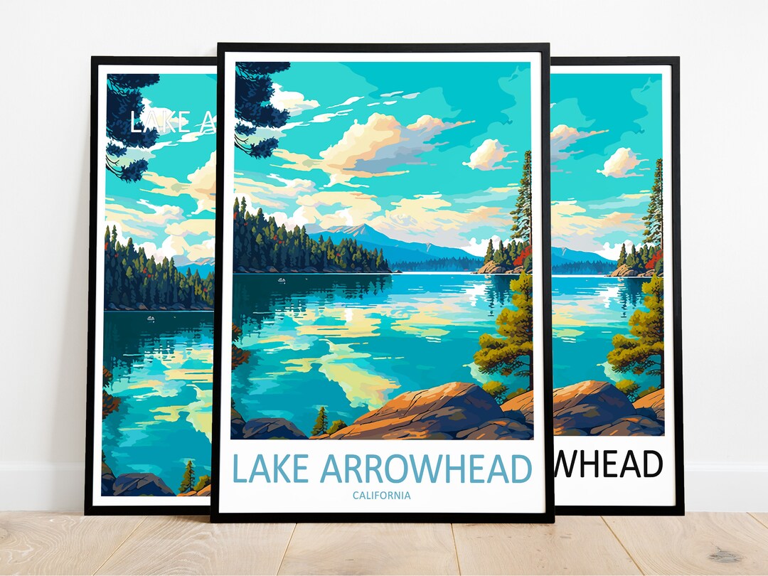 Lake Arrowhead Travel Poster Lake Arrowhead Print California Art Print
