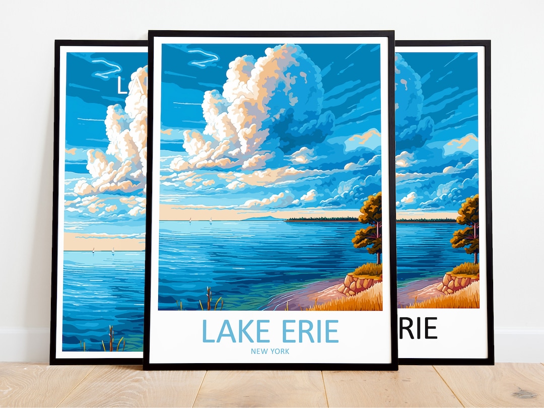 Lake Erie Travel Poster Lake Erie Print New York Art Print Lake Erie