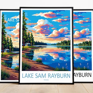 Lake Sam Rayburn Travel Print Sam Rayburn Poster, Texas Wall Art, Framed  Present, Gift Texas Present 