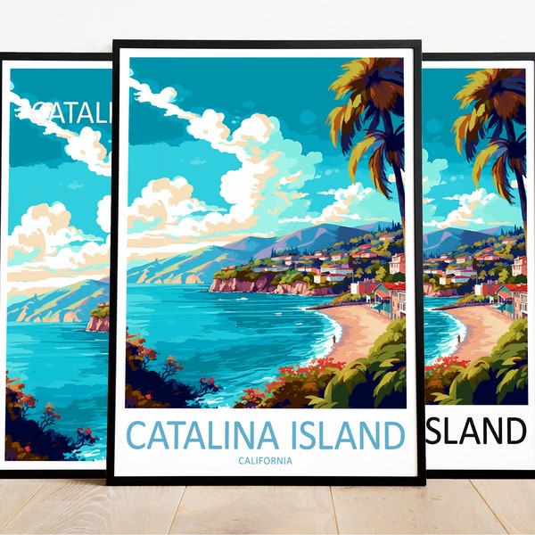 Cartel de viaje de la Isla Catalina Impresión de la Isla Catalina Impresión de Arte de California Regalo de la Isla Catalina Arte de la pared de la Isla Catalina