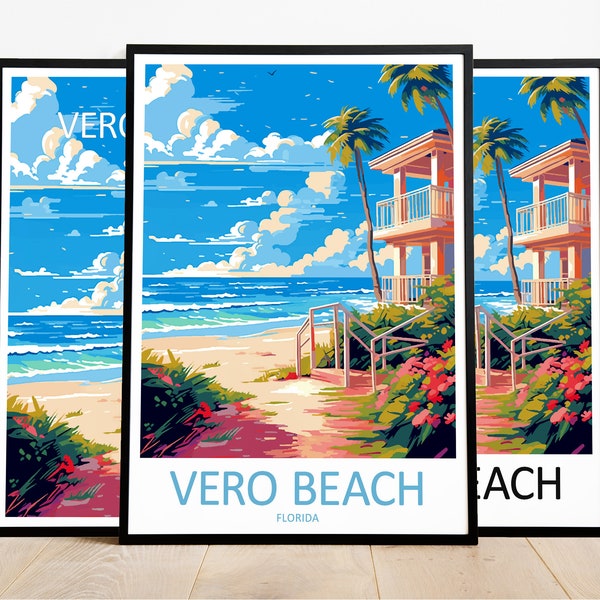 Vero Beach Travel Print Art Vero Beach Poster Florida Wall Art Decor Vero Beach Gift Vero Beach Artwork Vero Beach Art Florida Decor