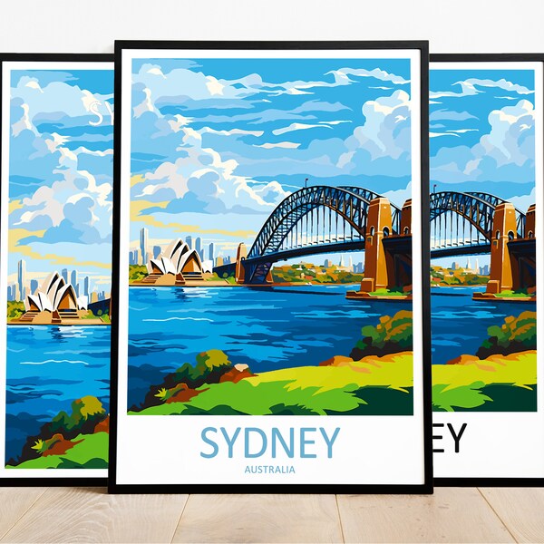 Sydney Reisedruck Kunst Sydney Poster Australien WandKunst Dekor Sydney Geschenk Sydney Kunstwerk Sydney Art Australien Dekor