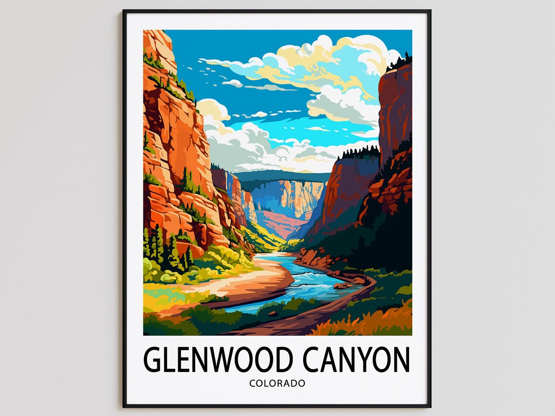 Glenwood Canyon Travel Poster Glenwood Canyon Print Colorado Etsy