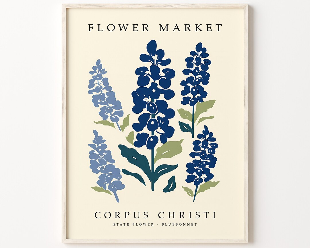 Corpus Christi Texas FLOWER MARKET Corpus Christi STATE Flower Print