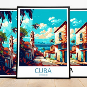 Cuba Travel Print Art Cuba Poster Caribbean Wall Art Decor Cuba Gift Cuba Artwork Cuba Art Caribbean Decor