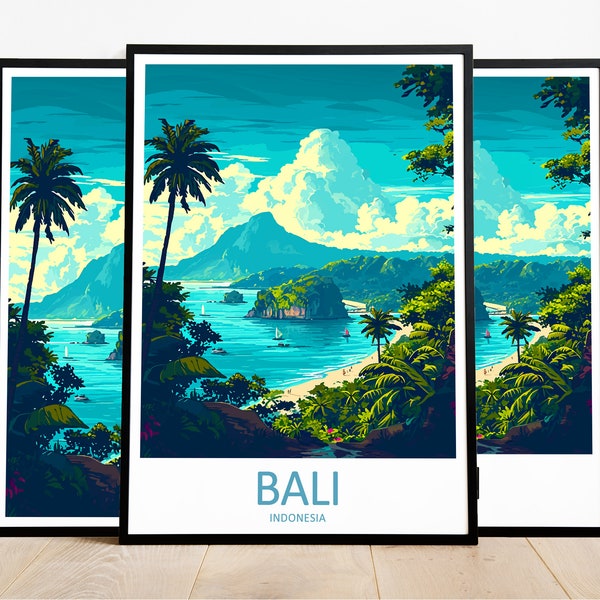 Bali Travel Poster Bali Print Indonesia Art Print Bali Gift Bali Wall Art Bali Artwork Indonesia Decor