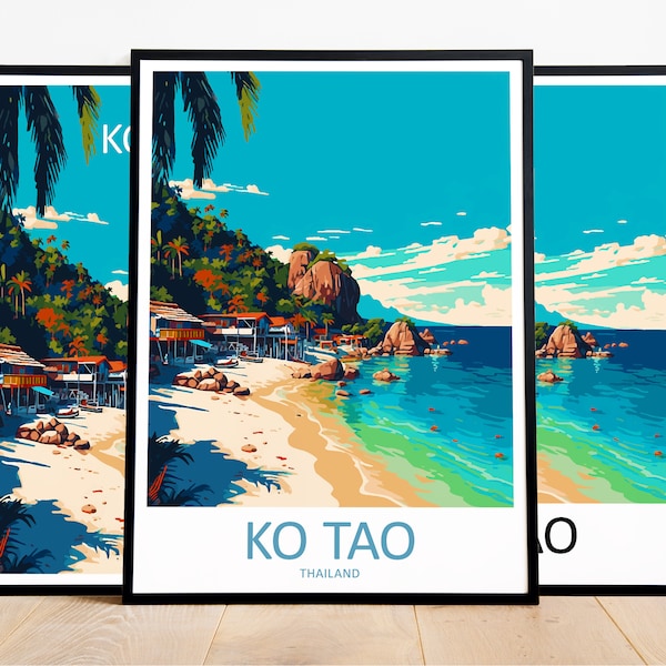 Ko Tao Viaje Impresión Arte Ko Tao Cartel Tailandia Pared Arte Decoración Ko Tao Regalo Ko Tao Obra Ko Tao Arte Tailandia Decoración