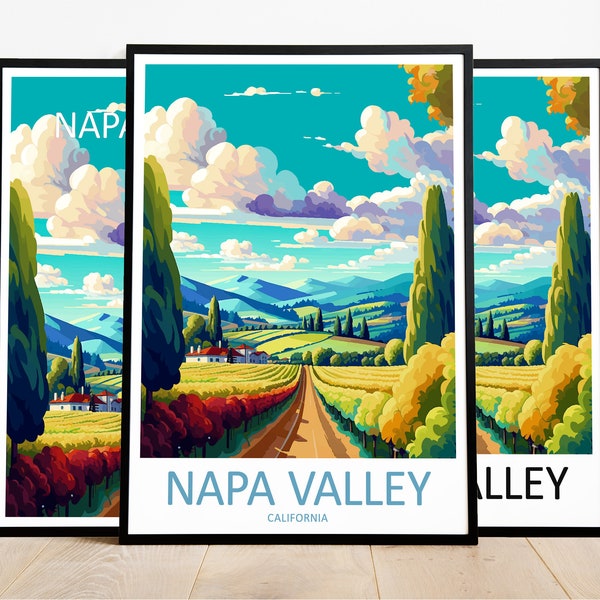 Napa Valley Travel Print Napa Valley Art Poster California Art Print Napa Valley Gift Napa Valley Wall Art Napa Valley Artwork