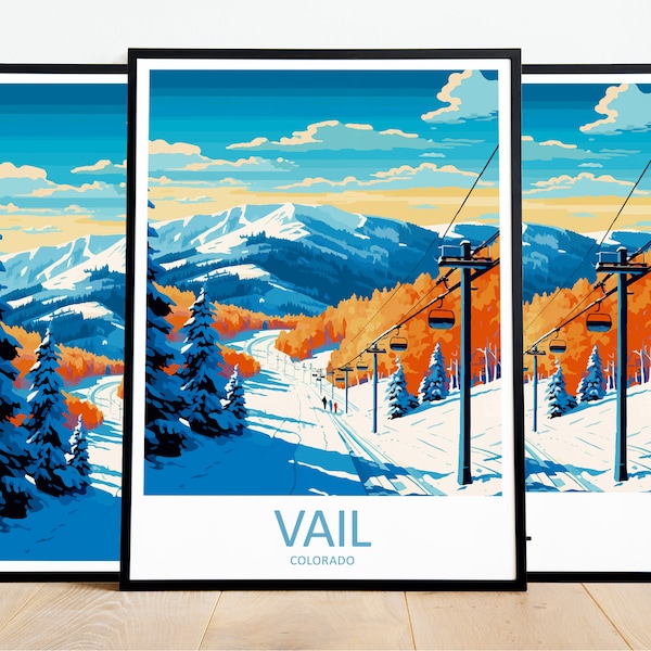 Vail Travel Print Art Vail Poster Colorado Wall Art Decor Vail Gift Vail Artwork Vail Art Colorado Decor