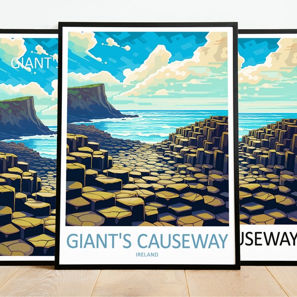 Giant's Causeway Travel Poster Giant's Causeway Print Ireland Art Print Giant's Causeway Gift Giant's Causeway Wall Art