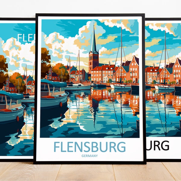 Flensburg Reiseposter Flensburg Print Deutschland Kunstdruck Flensburg Geschenk Flensburg Wandkunst Flensburg Kunstwerk Deutschland Dekor