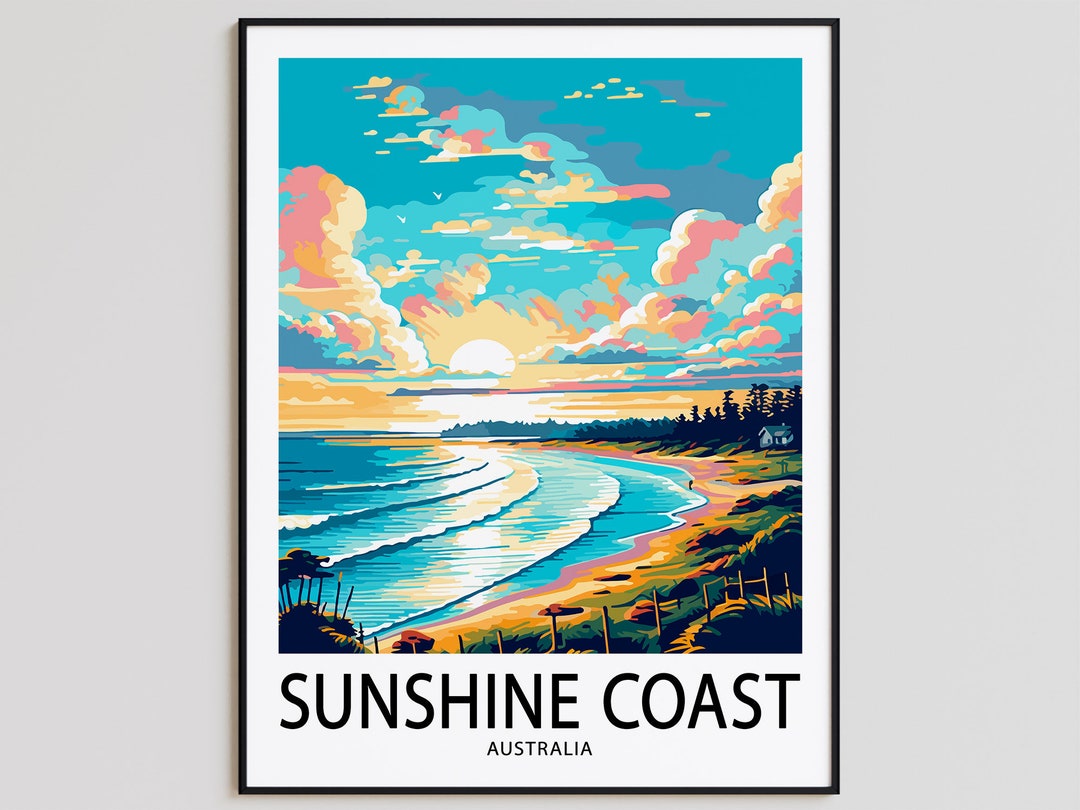 Sunshine Coast Travel Poster Sunshine Coast Print Australia Art Print Sunshine Coast Gift
