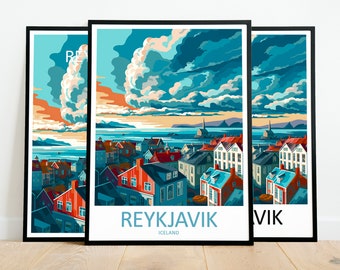 Reykjavik Travel Print Art Reykjavik Poster Island Wand Kunst Dekor Reykjavik Geschenk Reykjavik Artwork Reykjavik Art Island Decor