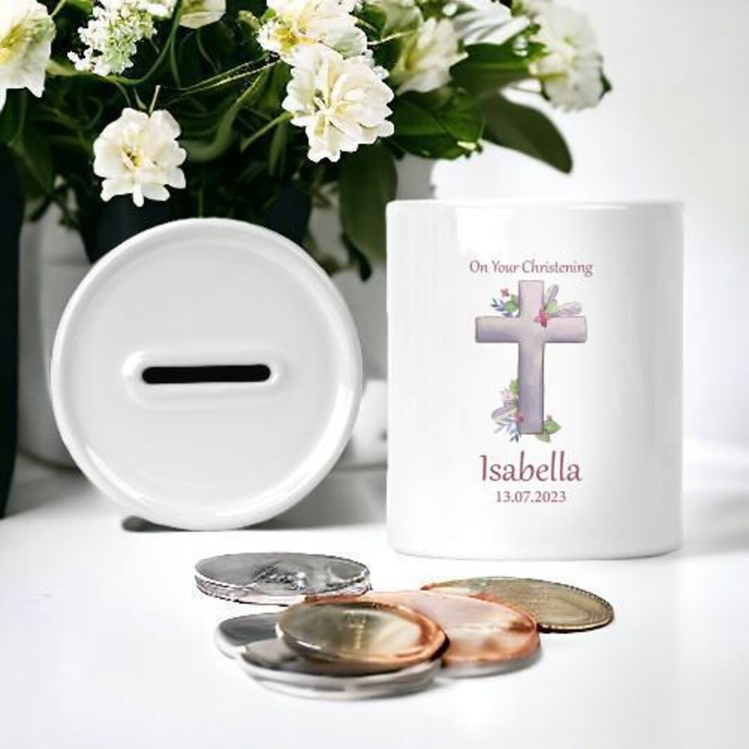 Religious Money Box Personalised on Your Christening Money Box - Personalised Money Box ...