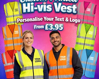 Personalised Hi-Vis Safety Vest | Custom Logo & Text Workwear