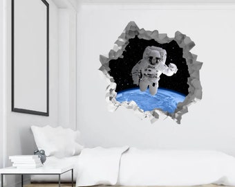 Astronaut Outer Space Adventure Wall Decal for Kids Room Decor Wall Sticker