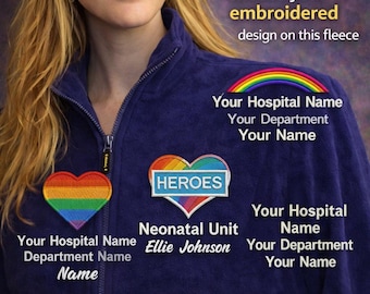 Personalised Embroidered Rainbow Fleece | Nurse Hospital Workwear
