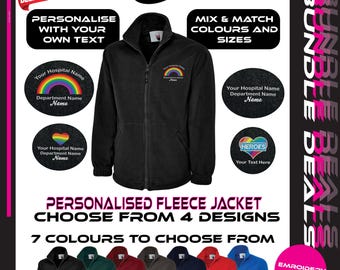 Personalised Hospital Fleece Jacket Workwear Embroidered With Custom Text Unisex Medical Doctor Nurse Logo Staff Uniform UK Fast Delivery
